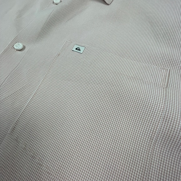 Quiksilver Peachy Tan Pin Check Casual Button Down Shirt XL - Picture 3 of 9